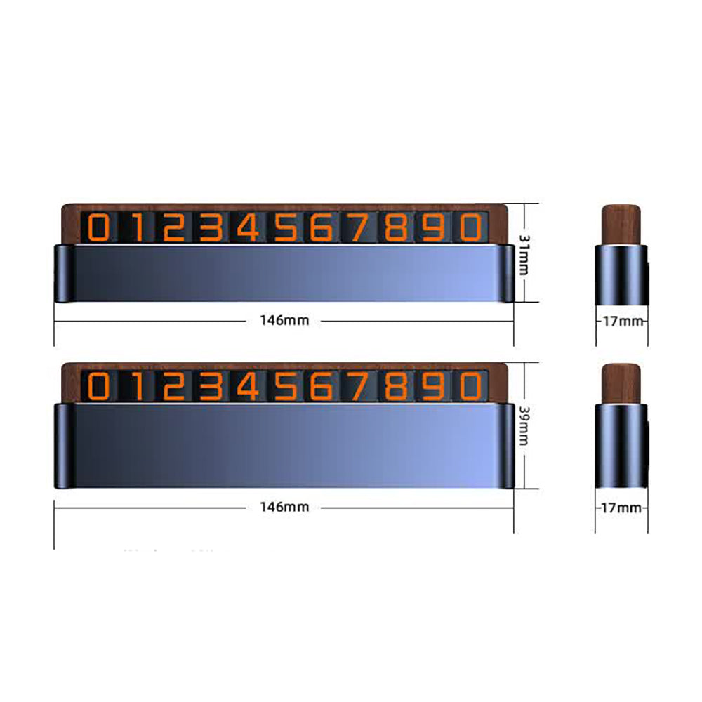 Gray Premium Alloy And Wood Temporary Parking Card Sliding Design For Privacy Includes 6 Number Sets