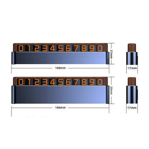 Gray Premium Alloy And Wood Temporary Parking Card Sliding Design For Privacy Includes 6 Number Sets