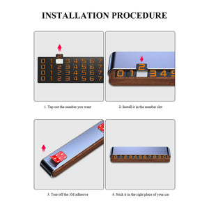 Gray Dual Number Alloy And Wood Temporary Parking Card Sliding Privacy Design Includes 8 Sets