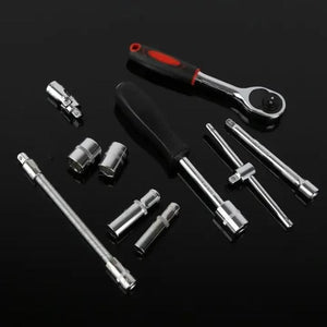 82 Piece Professional Automotive Repair Tool Set 1/2 & 1/4 Drive Ratchets Sockets And Wrenches For Engine Tire Spark Plu