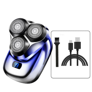 Ts 099 Blue Rechargeable Electric Rotary Shaver For Men With Led Display Usb Charging Cable And Cleaning Brush Compact &