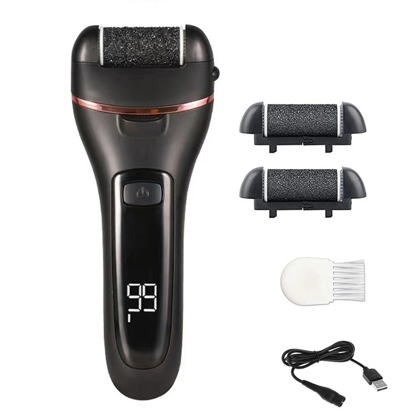 Black Rechargeable Electric Foot File Callus Remover With Led Display And Usb Charging