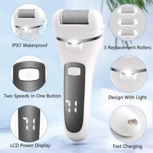 Blue Rechargeable Electric Foot File Callus Remover With Led Display And Usb Charging