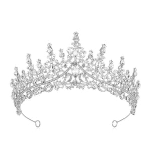 Luxury Full Rhinestone Bridal Tiara Elegant Alloy Crown Hairband With 3A Grade Crystals Silver