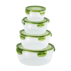 Green Round Plastic Food Storage Containers Set Microwave Safe Bento Boxes With Airtight Lids For Kitchen And Fridge