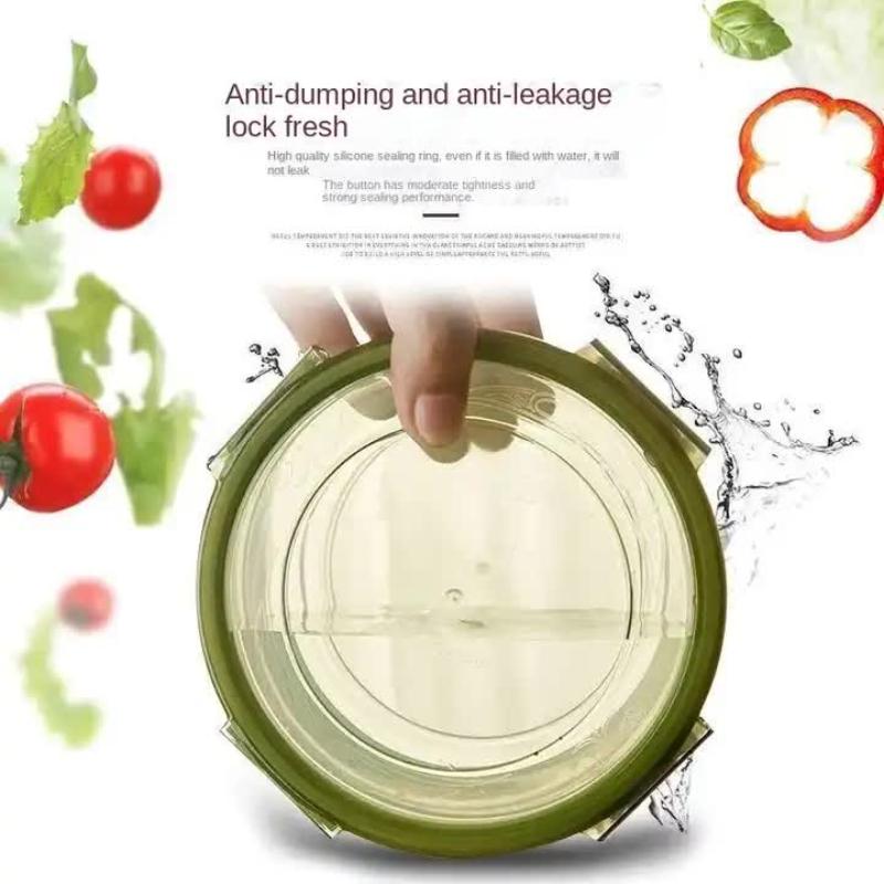 Green Round Plastic Food Storage Containers Set Microwave Safe Bento Boxes With Airtight Lids For Kitchen And Fridge