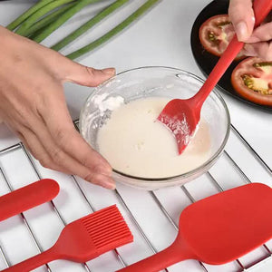 6 Piece Silicone Kitchen Utensil Set Heat Resistant Baking Tools With Spatulas Spoon And Brush (Pink)(2 Set/ 12Pcs)