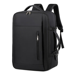 Black Expandable Backpack With Usb Port Multi Functional Outdoor Commuter & Laptop Bag