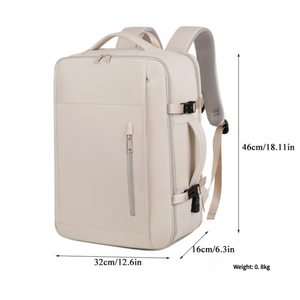 Off White Expandable Backpack With Usb Port Multi Functional Outdoor Commuter Laptop Bag