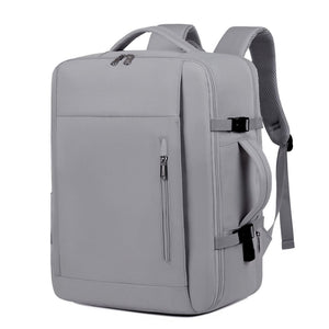 Gray Expandable Backpack With Usb Port Multi Functional Outdoor Commuter & Laptop Bag