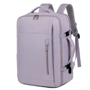 Purple Expandable Backpack With Usb Port Multi Functional Outdoor Commuter & Laptop Bag