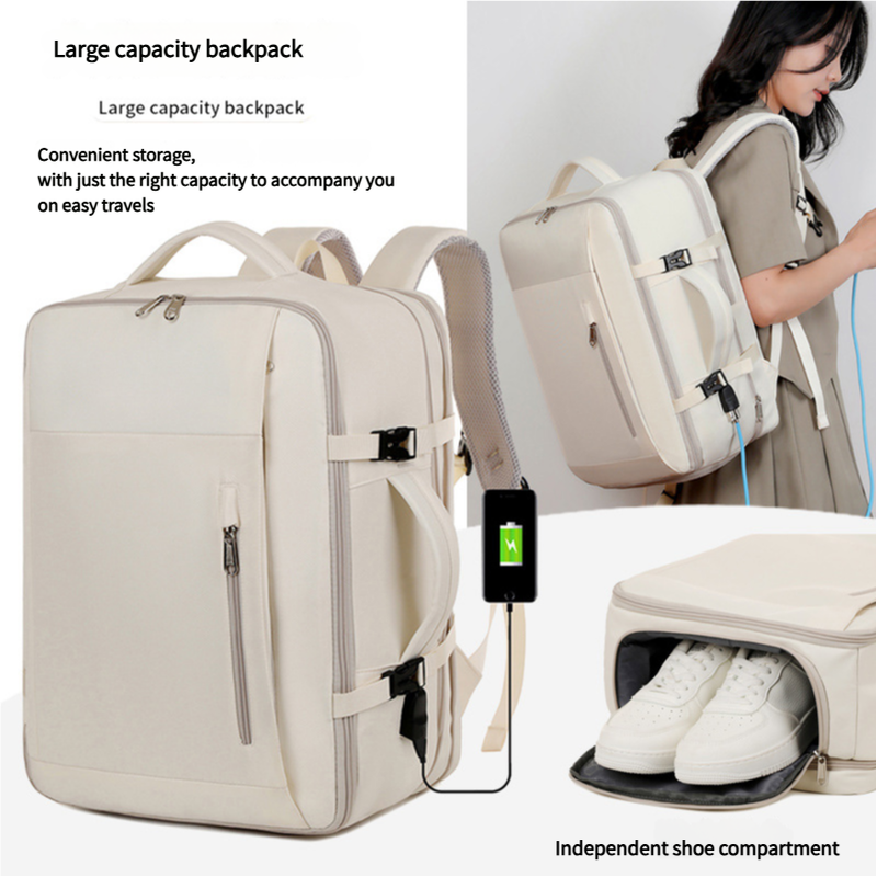 Green Expandable Backpack With Usb Port Multi Functional Outdoor Commuter & Laptop Bag