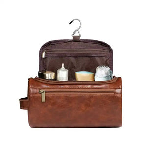 Brown Large Capacity Travel Toiletry Bag Portable Waterproof Makeup Organizer For Business And Vacation