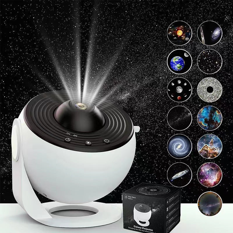 High Definition Focusable Starry Galaxy Projector Lamp Creative Bedroom Mood Light With 13 Film Slides (Black & White)