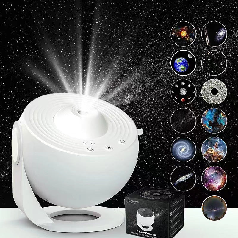 High Definition Focusable Starry Galaxy Projector Lamp Creative Bedroom Mood Light With 13 Film Slides (White)