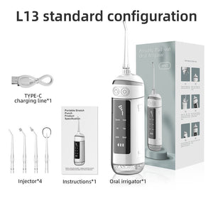 L13 White Portable Electric Water Flosser Handheld Teeth Cleaner Usb Rechargeable Deep Oral Irrigator