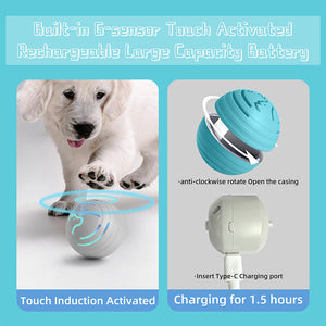 2Pcs Blue Rechargeable Automatic Jumping Pet Toy Ball Interactive Smart Play For Dogs & Cats