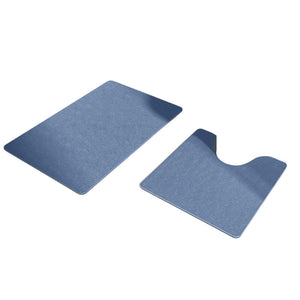 Blue Bathroom Floor Mat Set U Shaped Toilet 50*50Cm & Rectangular 50X80cm For