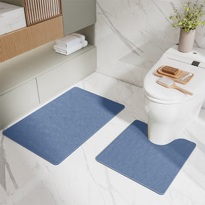 Blue Bathroom Floor Mat Set U Shaped Toilet 50*50Cm & Rectangular 50X80cm For