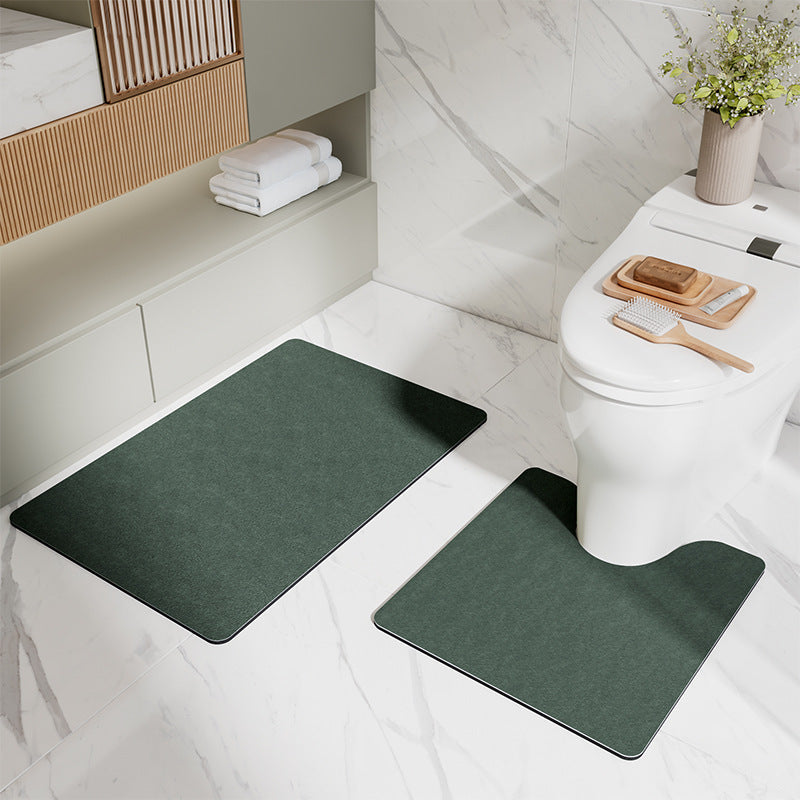 Green Bathroom Floor Mat Set U Shaped Toilet 50 X50cm Rectangular 80Cm For