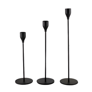 Minimalist Black Metal Candle Holder Set 3 Piece Romantic Cup For Living Room Decor Elegant Dinner Table Accent