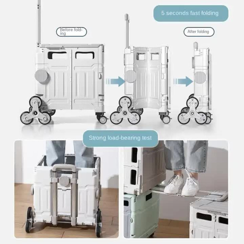 Nordic Grey Climbing Wheel Folding Cart Compact And Durable For Outdoor Camping Picnics