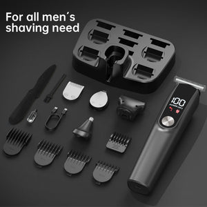 Gray Multifunctional Rechargeable Hair Clipper Set Waterproof Electric Trimmer