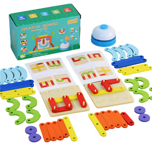 Children's Wooden Two Player Creative Pegboard Educational Toy For Number Color And Shape Recognition