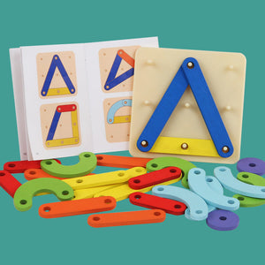 Children's Wooden Two Player Creative Pegboard Educational Toy For Number Color And Shape Recognition