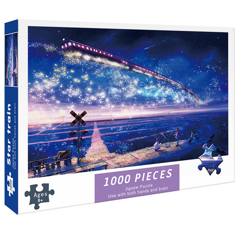 (2 Pcs) 1000 Piece Star Train Jigsaw Puzzle High Difficulty Stress Relief Toy