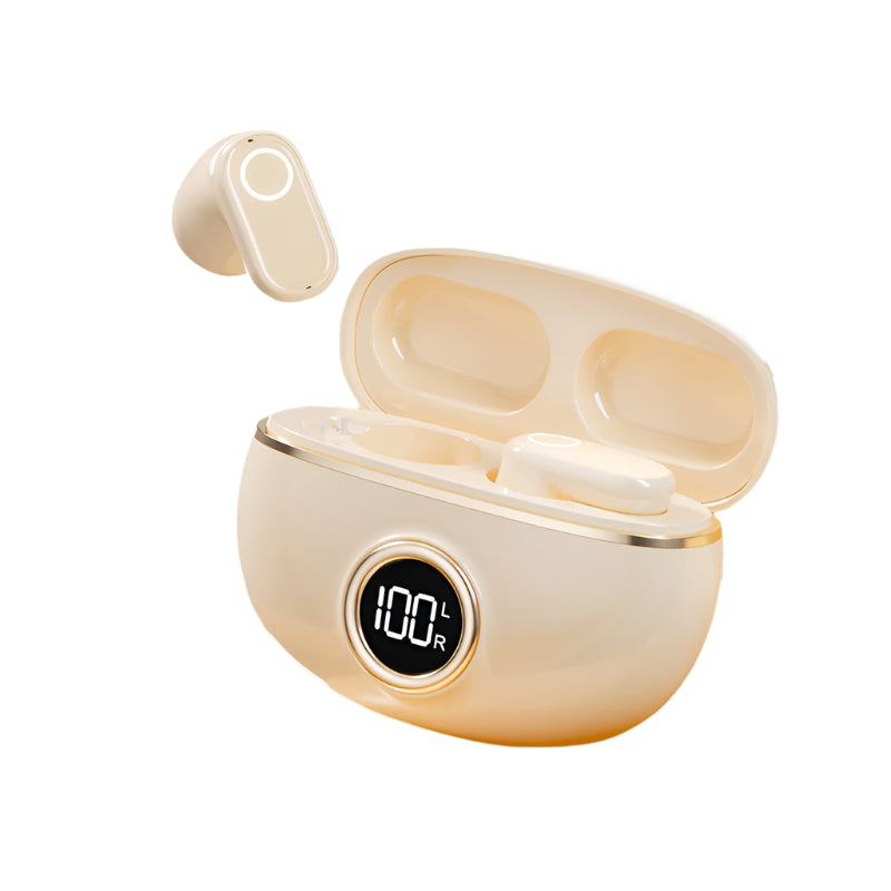 Beige M84 Short Handle Plated In Ear Bluetooth Earphones Noise Cancelling Wireless Retro Minimalist Design