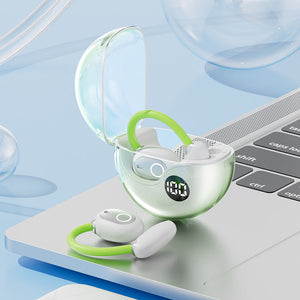 Green M80 Transparent Ows Over Ear Bluetooth Earphones Wireless Clear Sound Stylish Design