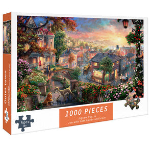 (2 Pcs) 1000 Piece Quiet Town Jigsaw Puzzle High Difficulty Stress Relief Toy