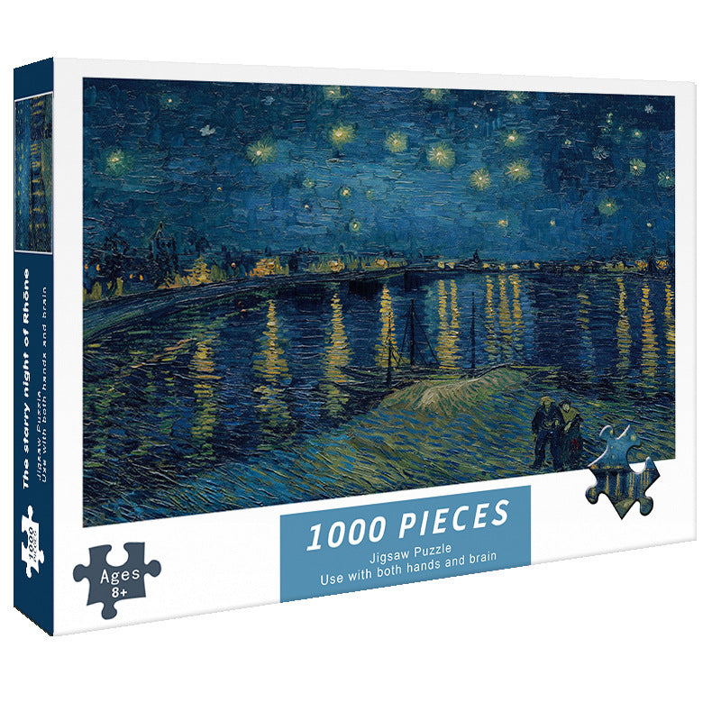 (2 Pcs) 1000 Piece Rhone Starry Night Jigsaw Puzzle High Difficulty Stress Relief Toy