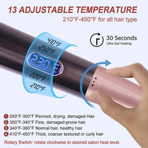 2 In 1 Electric Spiral Curling Iron Automatic Hair Curler And Straightener Dual Function Wave Styling