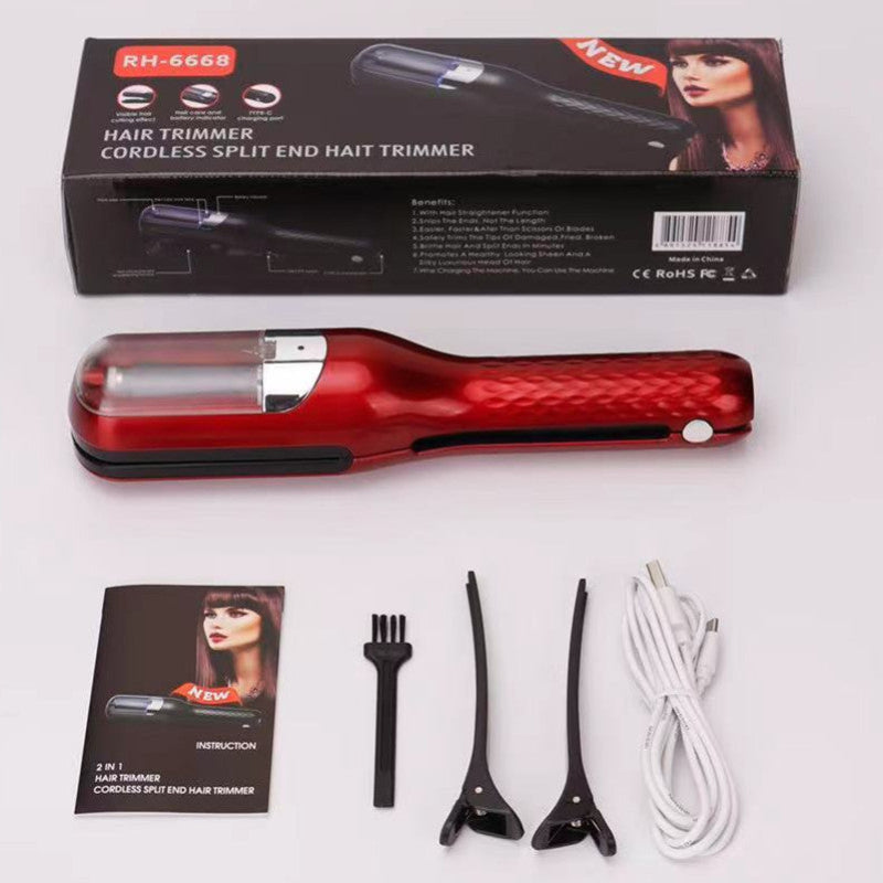 Red Mini Automatic Hair Repair Split End Remover Trimmer For Dry Splitting Damaged And Brittle Ends Men Women Styling Be