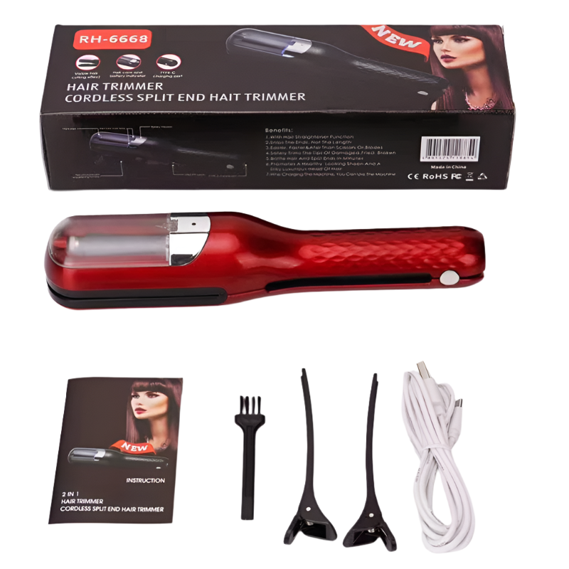 Red Mini Automatic Hair Repair Split End Remover Trimmer For Dry Splitting Damaged And Brittle Ends Men Women Styling Be