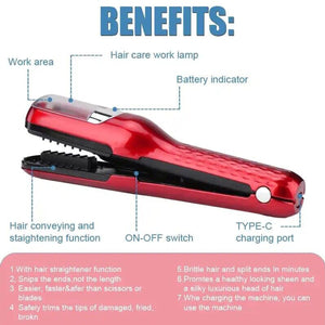 Red Mini Automatic Hair Repair Split End Remover Trimmer For Dry Splitting Damaged And Brittle Ends Men Women Styling Be