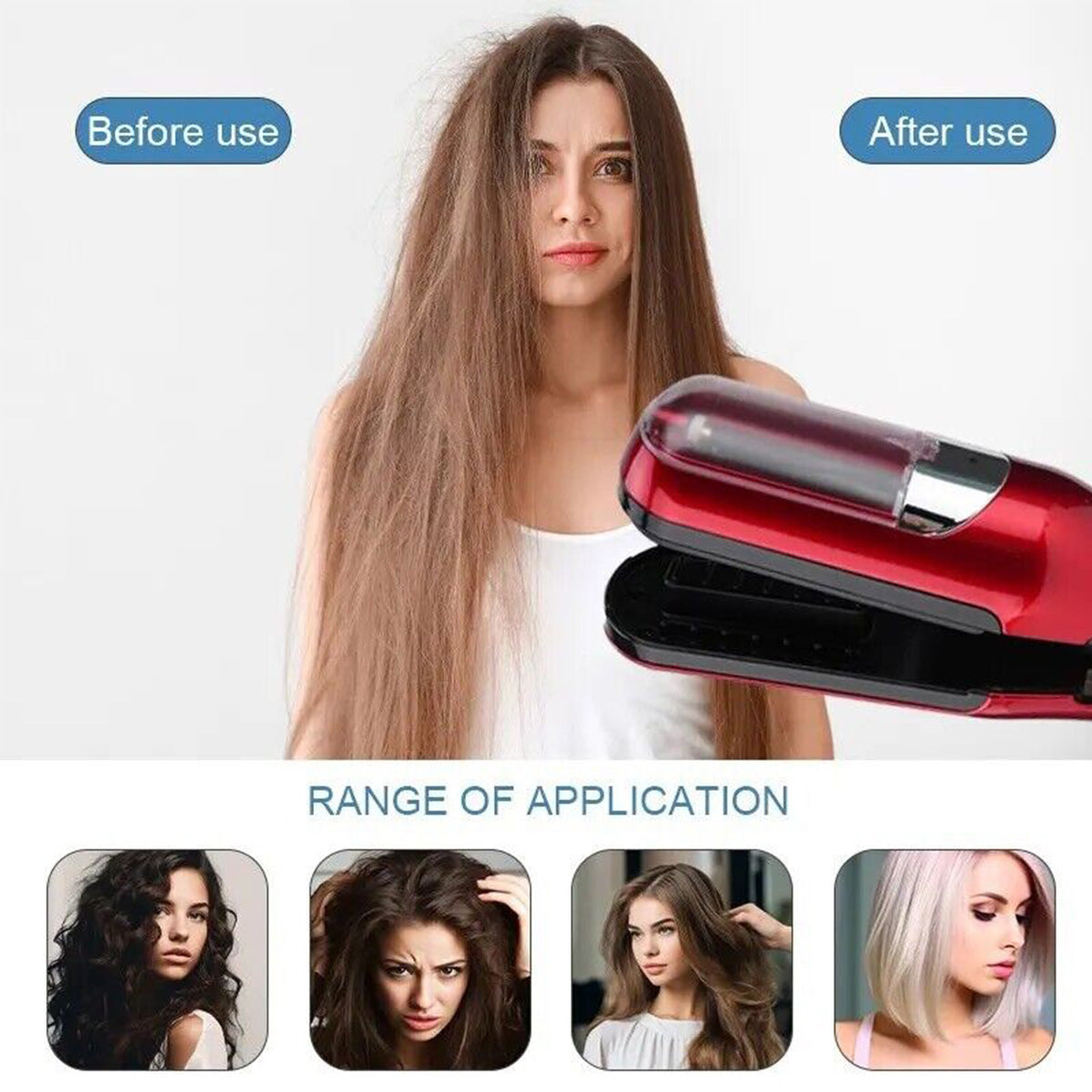 Red Mini Automatic Hair Repair Split End Remover Trimmer For Dry Splitting Damaged And Brittle Ends Men Women Styling Be