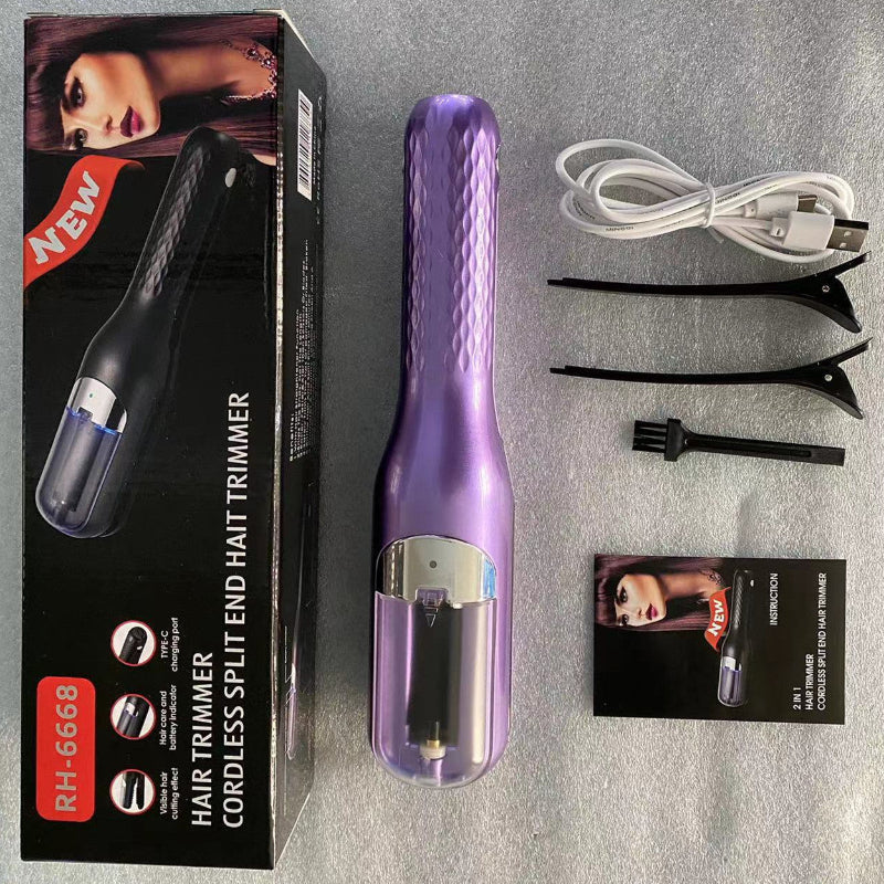 Purple Mini Automatic Hair Repair Split End Remover Trimmer For Dry Splitting Damaged And Brittle Ends Men Women Styling