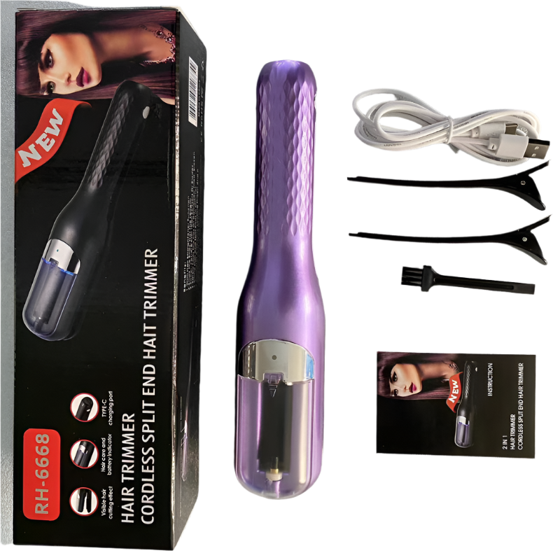 Purple Mini Automatic Hair Repair Split End Remover Trimmer For Dry Splitting Damaged And Brittle Ends Men Women Styling