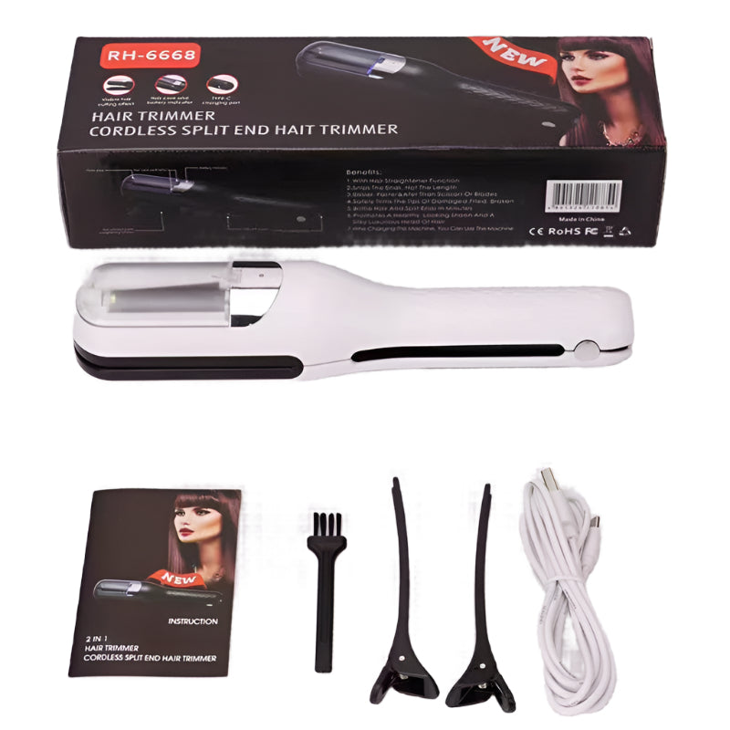 White Mini Automatic Hair Repair Split End Remover Trimmer For Dry Splitting Damaged And Brittle Ends Men Women Styling