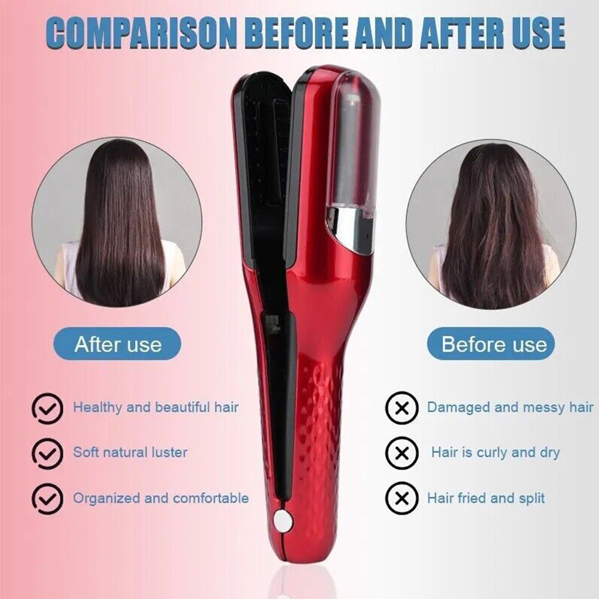 White Mini Automatic Hair Repair Split End Remover Trimmer For Dry Splitting Damaged And Brittle Ends Men Women Styling