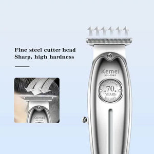 Silver Km 1949 Professional Hair Clipper Electric Trimmer For Styling & Carving With Precision Blades