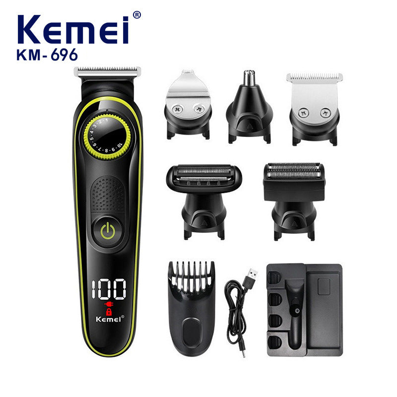 Km 696 5 In 1 Multifunctional Hair Clipper Electric Trimmer Shaver & Nose Set