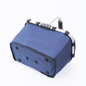 Dark Blue Portable Picnic Basket Foldable Insulated Outdoor Shopping Meal Delivery & Takeout Carrier