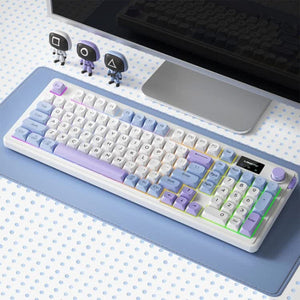 Blue+ Purple L98 High Performance Triple Mode Keyboard Wired Wireless & Bluetooth Rgb Gaming Office Quiet