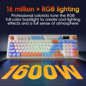 Blue+ Purple L98 High Performance Triple Mode Keyboard Wired Wireless & Bluetooth Rgb Gaming Office Quiet