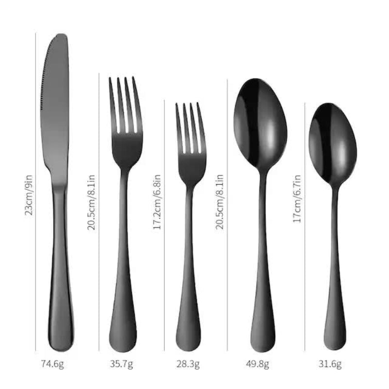 Gold 410 Stainless Steel Cutlery Set Western Steak Knife Fork & Spoon Set/20 Piece Dinnerware