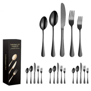 Black 410 Stainless Steel Cutlery Set Western Steak Knife Fork & Spoon Set/20 Piece Dinnerware